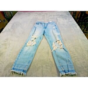 Abercrombie & Fitch High Rise Mom Jeans Womens 28 6R Distressed Light